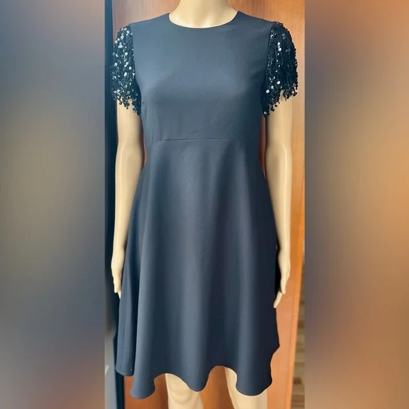 KATE SPADE NWOT Sequin Fringe Black Swing Dress Size 0 - Picture 7 of 15